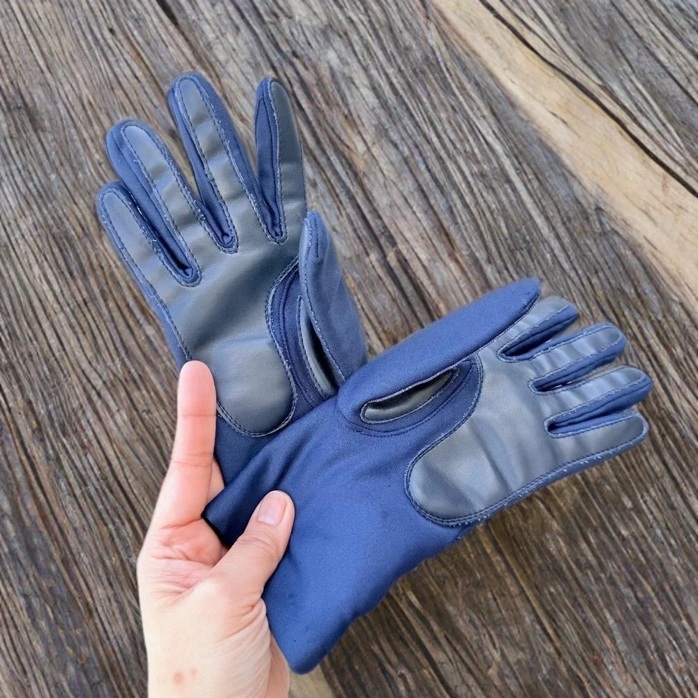 Vintage Navy Blue Thinsulate Lined Winter Gloves Gripped Palm Tech Minimalist OS - Picture 3 of 8